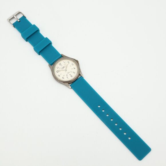 Vintage Tozai Unisex Watch 33mm Round Dial Blue Silicone Strap with New Battery - Picture 14 of 16